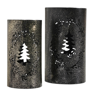Portavelas Votivas de Metal Blanco Envejecido con Diseño de Árbol de Navidad - Product Image 5