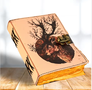 Diario de cuero genuino hecho a mano de primera calidad, diseño de ciervo, cuaderno de bocetos recargable vintage para escribir, viajar, dibujar y uso personal. - Product Image 2