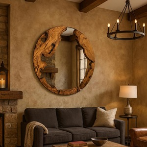 Miroir mural en bois style industriel, design urbain, pour décoration de style loft, accessoire de miroir suspendu en gros - Product Image 4