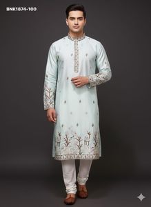 Colección de Kurta-Payjama de seda pura premium con hilo y lentejuelas con motivos de animales y pájaros, para uso ocasional, de proveedor de Surat. - Product Image 2
