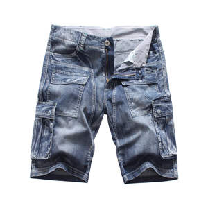Shorts en jean cargo décontractés pour hommes, coupe ample, multi-poches, délavés, style streetwear décontracté pour l'extérieur - Product Image 1