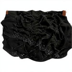 Sari Negro de Georgette con Diseño Exclusivo, Blusa Elegante, Moderno y Elegante, Última Moda India, para Fiestas, Bodas, Uso Casual, para Mujer - Product Image 1