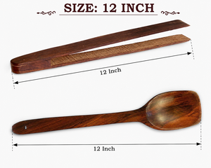 Ensemble d'ustensiles de cuisine en bois artisanal, cuillère de cuisine en bois naturel et pinces de cuisine en bambou, outils de cuisine écologiques pour servir - Product Image 4