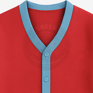 Cardigan en coton molletonné tricoté contrastant rouge et bleu pour homme et femme avec poches, col en V, manches longues, à porter toute l'année - Product Image 5
