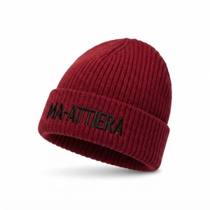 Custom Burgundy Rib Knit Cuffed <b>Beanie</b> Hat Winter Warm <b>Skull</b> Cap With Custom Logo - Product Image 4