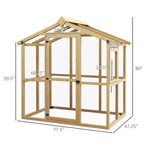 Serra in Policarbonato Walk-In 6.5FT X 4FT X 6.7FT con Finestra a Temperatura Automatica e Porta Bloccabile, Telaio in Legno, Copertura in Mylar - Product Image 3