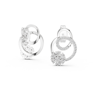 Ensemble de boucles d'oreilles STARLACE CIRCLE en diamants de laboratoire cultivés, en or blanc 18 carats, pour femme, pour fiançailles, fête, Saint-Valentin, ou usage quotidien - Product Image 4