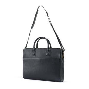 Stylish Black Genuine Leather Laptop Carry Briefcase for Men Zipper Closure with Professional Office and Travel Look - Product Image 3