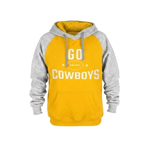 Sweat à capuche de football Go Cowboys pour homme, manches raglan, bleu marine et gris, en coton et laine, décontracté, hiver, respirant, écologique, imperméable, doublé - Product Image 2