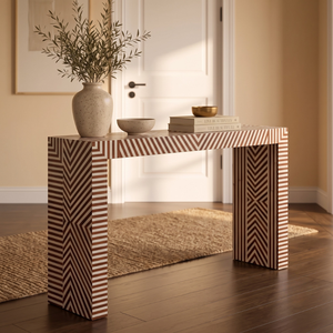 Mesa Consola de Madera Maciza con Diseño Moderno de Incrustaciones de Hueso, Muebles para Sala de Estar, Decoración del Hogar, Muebles Sin Defectos - Product Image 2