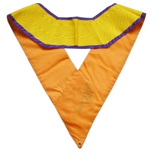 Collier en velours Memphis Misraim 95e degré, or jaune, avec garniture aigle violet brodé, pour officiers de cérémonie formelle - Product Image 2