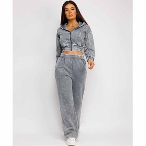 Ensemble de survêtement à capuche pour femme, haut court à manches longues avec poche, coupe ample, sweat-shirt décontracté, pantalon de jogging, toutes saisons - Product Image 3
