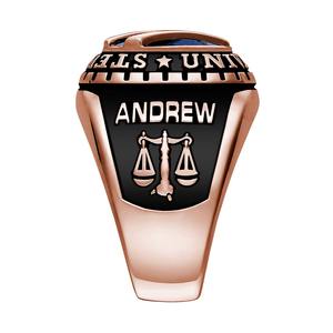 Bague de classe en argent sterling 925, bague de diplôme avec pierre de naissance taille coussin et pont diagonal, bague de lycée, bague de célébration universitaire - Product Image 3