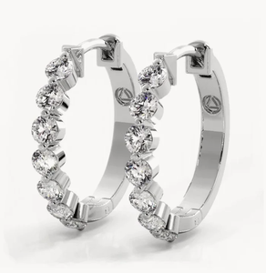 <b>Hoops</b> Earrings Diamond Earrings Gold and <b>Silver</b> Earrings Natural and Lab Grown Diamonds Earrings <b>Hoops</b> Fine Jewelry for Women - Product Image 2