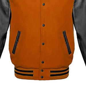 OEM ODM High Quality Patch Embroidery <b>Men</b> College Custom Baseball Bomber Letterman Crop <b>Leather</b> Sleeve Plus Size Varsity <b>Jacket</b> - Product Image 3