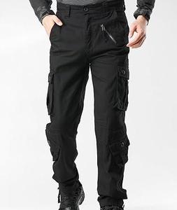 <b>Men's</b> <b>Black</b> <b>Cargo</b> Tactical <b>Pants</b> Canvas Material Multiple Pockets High Waist Workwear Style Zipper Fly Autumn Wear - Product Image 2