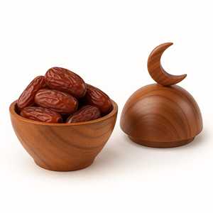 Handmade Wooden <b>Lidded</b> <b>Bowl</b> <b>with</b> Crescent Moon Carved Top - Product Image 4
