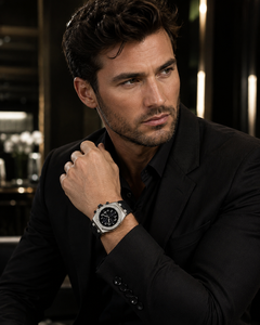 Reloj de Lujo Vintage Mecánico para Hombre con Esfera Negra, Correa de Moissanita y Caja de Oro Blanco - Product Image 3