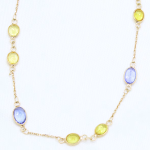 18K Solid Yellow Gold Handmade Women's Charm <b>Statement</b> <b>Necklace</b> Tanzanite Gemstone Link Bohemian Style Wedding High Quality - Product Image 4