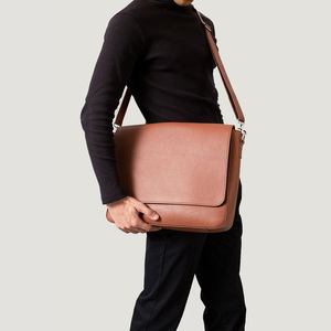 Full Grain Naturally Milled Cowhide Leather Carismatico Brown Messenger Bag with <b>Laptop</b> Phone Pockets Card <b>Holder</b> Pen <b>Holder</b> - Product Image 3