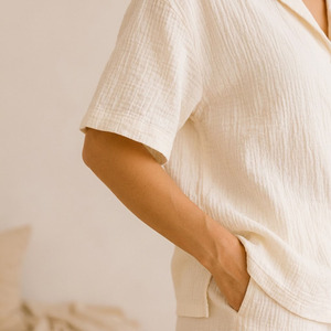Ensemble de vêtements de détente en gaze de coton simple pour femmes, respirant, écologique, en tissu musulman, pyjama et vêtements de détente pour l'été - Product Image 5