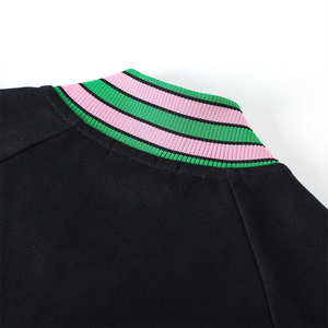 Chaqueta Varsity de Lana Negra Alpha, Resistente al Viento, con Parches de Chenilla, para Hermandades Griegas, Fraternidades, Universidad, Béisbol - Product Image 2