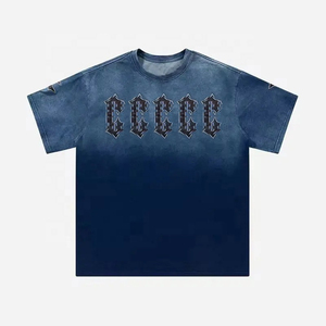 เสื้อยืดคอตตอนคุณภาพสูง 100% สำหรับผู้ชาย ไซส์พลัส สไตล์สตรีทแวร์ พิมพ์ลายสกรีน ย้อมสีไทได ทรงยาว - Product Image 3