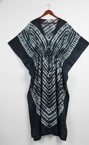 Robe longue kaftan pour femme 100 % coton écologique, ourlet droit, col en V, faite à la main, coupe ample, respirante, lavable, pour l'extérieur, offre ODM - Product Image 3