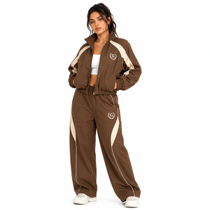 Vintage Windbreaker Set Classic Color Block <b>Zip</b> Top Loose <b>Trousers</b> Embroidered Heritage Sportswear High Quality Fast Shipping - Product Image 2