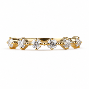 Bague de mariage pour femme en or jaune plaqué 14 carats avec moissanite, demi-alliance classique, bague de fiançailles avec diamant taille brillant rond - Product Image 1