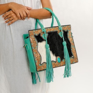 Bolso de Mano con Flecos de Cuero de Vaca para Mujer, Bolso de Mano Elegante con Tallado a Mano, Gran Oferta, Novedad - Product Image 3