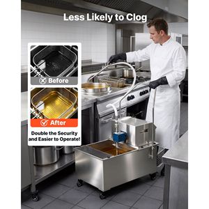 Système de filtration d'huile pour friteuse commerciale 55L/14,5Gal, chariot filtrant en acier inoxydable 250W - Product Image 3