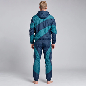 Ensemble de jogging pour homme, coupe sportive légère en polyester, avec blocs de couleur, capuche, manches longues, fermeture éclair et poches latérales - Product Image 6