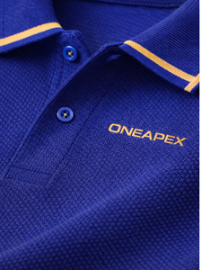 <b>Mens</b> Royal Blue Polo <b>Shirt</b> Contrast Gold Stripe <b>Collar</b> Sleeve Custom Logo Business Casual Sportswear Golf Uniform <b>Shirt</b> - Product Image 4