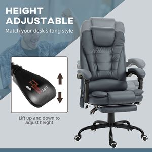 Sedia da Ufficio Direzionale con Schienale Alto, Massaggio Vibrante a 7 Punti, Supporto Lombare e Poggiapiedi, in Nylon, Colore Blu - Product Image 6