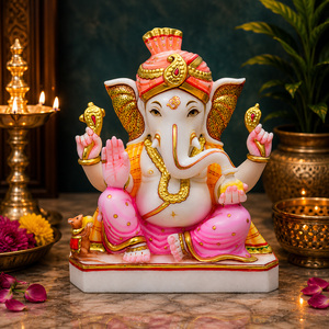 Statue de Ganesha en marbre blanc sculptée à la main, sculpture de dieu hindou pour la décoration de la maison et du temple - Product Image 1