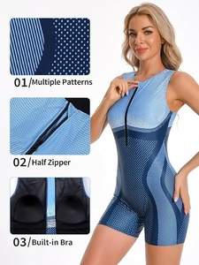 Body Deportivo sin Mangas para Mujer, con Bloques de Color, Cuello en V, Largo Completo, Costuras en Contraste, Spandex, Poliéster, Elástico, de Secado Rápido - Product Image 3