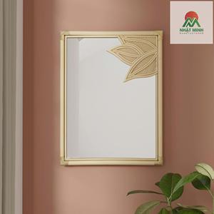 Rectangular Rattan Cuba Decorative Wall <b>Mirror</b>, Natural Brown.The rattan <b>frame</b> is designed to complement various décor styles - Product Image 4