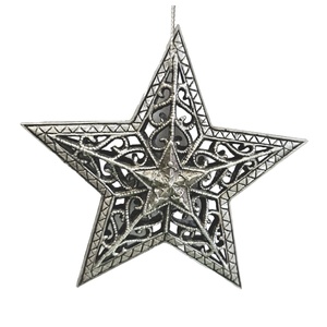 Ornement de Noël étoile à 5 points Décoration suspendue en plastique avec finition à paillettes colorées Conception unique Fournitures de vacances - Product Image 4