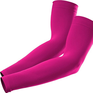 Manchons de bras de basketball unisexes OEM, protection anti-UV, bleu, blanc, noir, en Spandex et Polyester, teint uni, pour adultes, articles en stock - Product Image 4