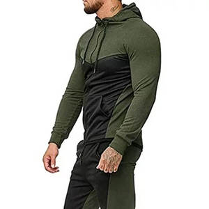 Chándal Deportivo para Hombre en Color Verde Oliva y Negro con Bloques de Color, Manga Larga, Capucha, Corte Regular y Bolsillos Laterales, Ropa Deportiva de Otoño - Product Image 6