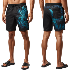 Shorts de bain de luxe pour hommes Midnight Reef, en microfibre premium à séchage rapide, avec un style graphique artistique prêt pour la plage - Product Image 2