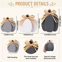 Décorations en bois : Ensemble de 3 citrouilles en bois pour l'automne, Thanksgiving, Halloween, écologiques, style ferme, centre de table ou de cheminée avec raphia