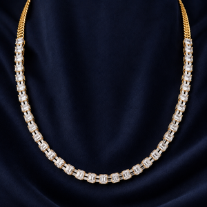 Colliers en or jaune 18 carats plaqué or, sertis de moissanite, coupe émeraude classique, ensemble de bijoux pour femmes - Product Image 3