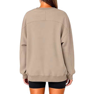 100% Cotton Women Pullover Sweatshirt Soft Fleece Lined Ribbed Cuffs Wholesale OEM ODM Custom Logo Factory - Product Image 2