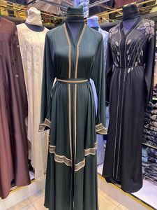 Best Selling Abaya Modest Dubai Beaded Sequined <b>Long</b> Sleeve Abaya Muslim Traditional Handmade Wedding Women Breathable V Neck - Product Image 2