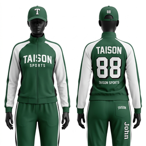 Chándal de Baloncesto para Mujer, Color Verde Oliva Oscuro y Negro, Poliéster Tricot 260 GSM, Cierre Completo, Paneles en Contraste, Logotipo Personalizado con Transferencia Térmica - Product Image 2