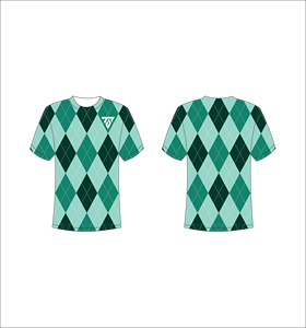 T-shirt à manches courtes pour homme, motif Argyle, col rond, coupe classique, respirant, polyester, vêtement décontracté, logo imprimé par sublimation sur le devant - Product Image 1