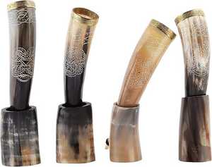 Corne à boire viking écologique unique, artisanale, cadeau pour les amateurs de méad, 500 ml, style animal, verre à bière en corne de bœuf - Product Image 4