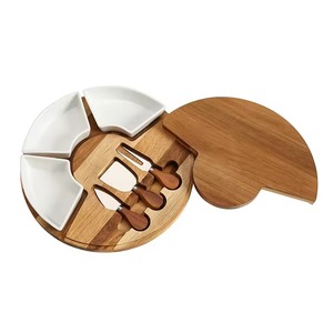 Eco-friendly Wood Charcuterie Board <b>Set</b> Sectional Cheese Tray Fruit Serving Platter Stone Wood Handle 3 cm Thick Dishwasher Safe - Product Image 1